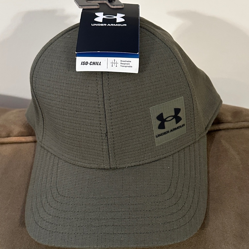 NEW! Under Armour baseball hat marine green / black logo fitted style iso-chill - Picture 2 of 13